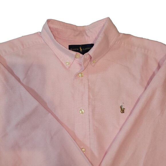 Ralph Lauren Shirt Youth Boys 16 Long Sleeve Pink Button Up Multicolor Pony - Picture 1 of 16